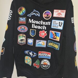 Vintage Inspired Patched Hoodie with Patch Work